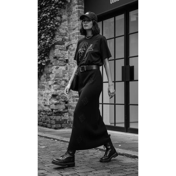 70s Beaded Wool Maxi Skirt | British Hong Kong Vintage size 14 - Picture 3 of 13